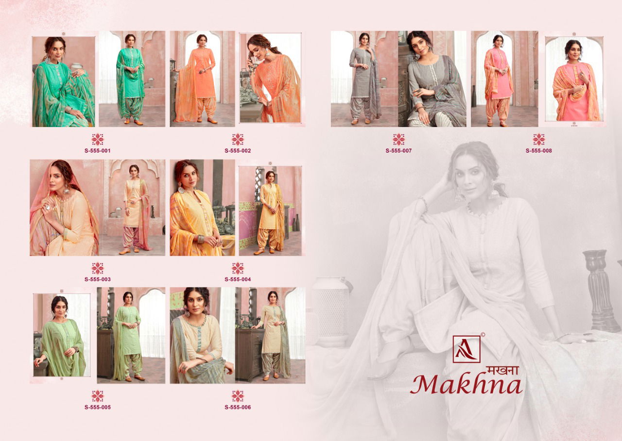 Alok Makhna Latest fancy Casual Wear Designer Pure Cotton Chikan Work with Stitched Tie Punjabi Style Dress Material Collection
